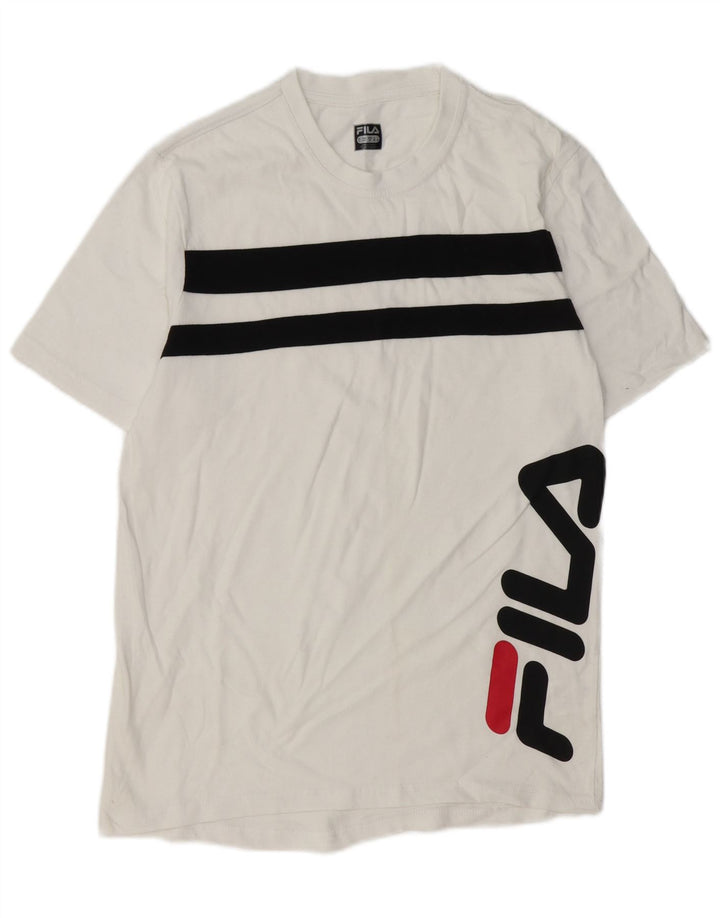 Мужская футболка FILA с рисунком, хлопковый топ средней длины в белую полоску