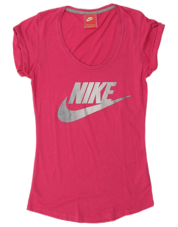 Женская футболка оверсайз с графикой Nike Top UK 6 XS, розовый полиэстер