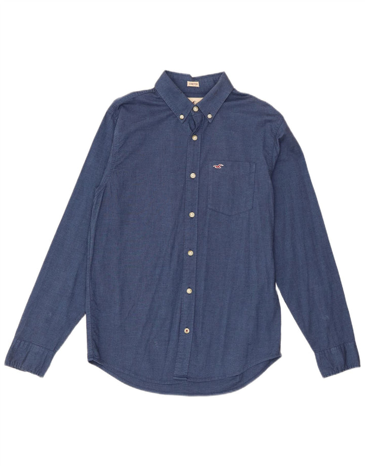 Мужская рубашка Hollister, маленькая синяя, хлопок