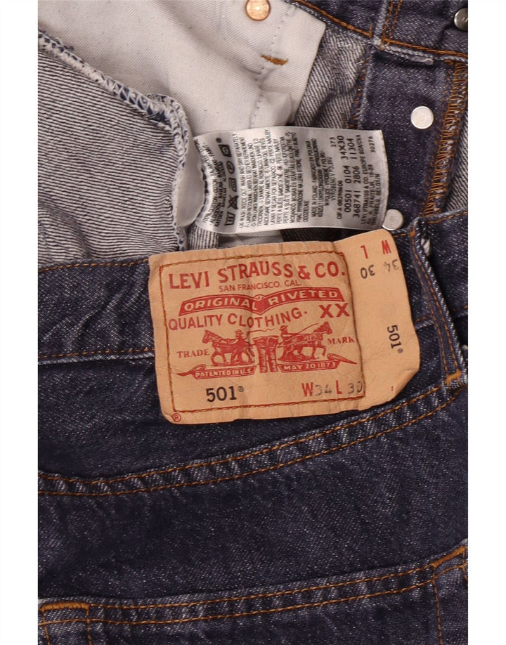 Мужские прямые джинсы LEVI'S 501 W34 L30 темно-синие, хлопок