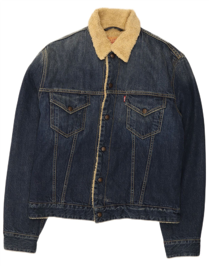 Мужская джинсовая куртка Levi's Sherpa UK 38, средний синий хлопок