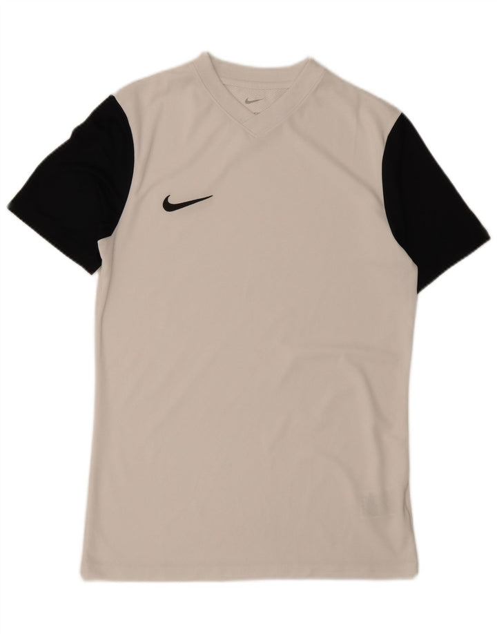 Мужская футболка Nike Dri Fit Slim, верх среднего размера, белый полиэстер с цветными блоками