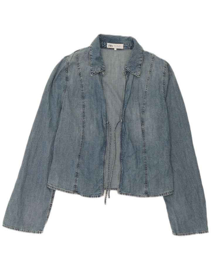Женская джинсовая куртка с запахом Zara UK 18 XL, синяя, хлопок