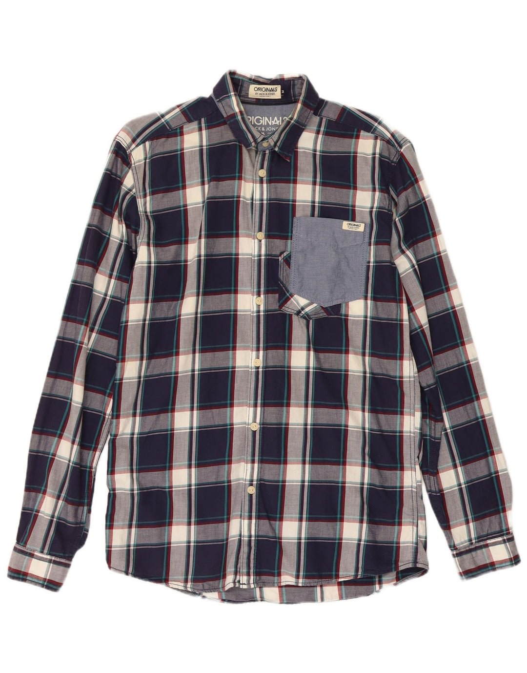 Jack & Jones Mens Shirt Medium Navy Blue Cotton