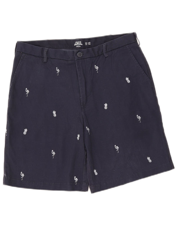 Мужские шорты чинос Izod с рисунком фламинго W33, средние, темно-синие, хлопковые