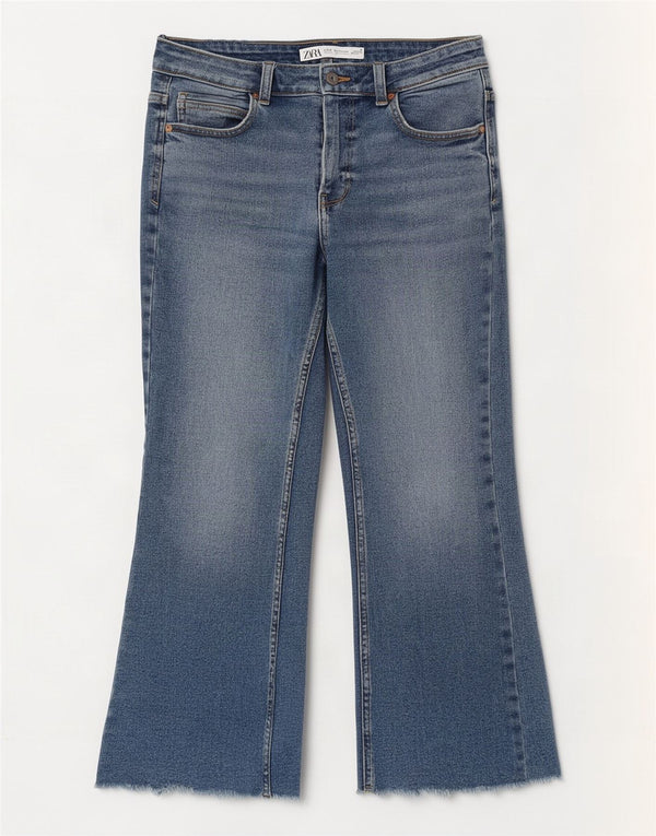 Женские укороченные джинсы Zara Bootcut EU 40 Medium W30 L25 Синие, хлопок