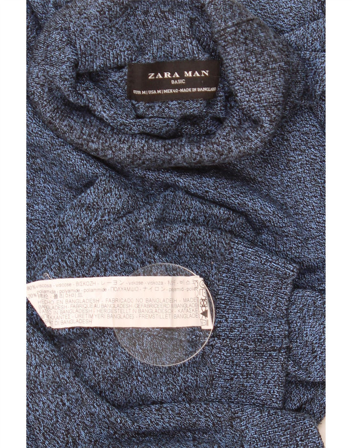 Мужской джемпер с высоким воротником Zara, средний синий вискоза с крапинками
