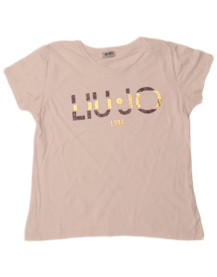 LIU JO Womens Graphic T-Shirt Top UK 12 Medium White