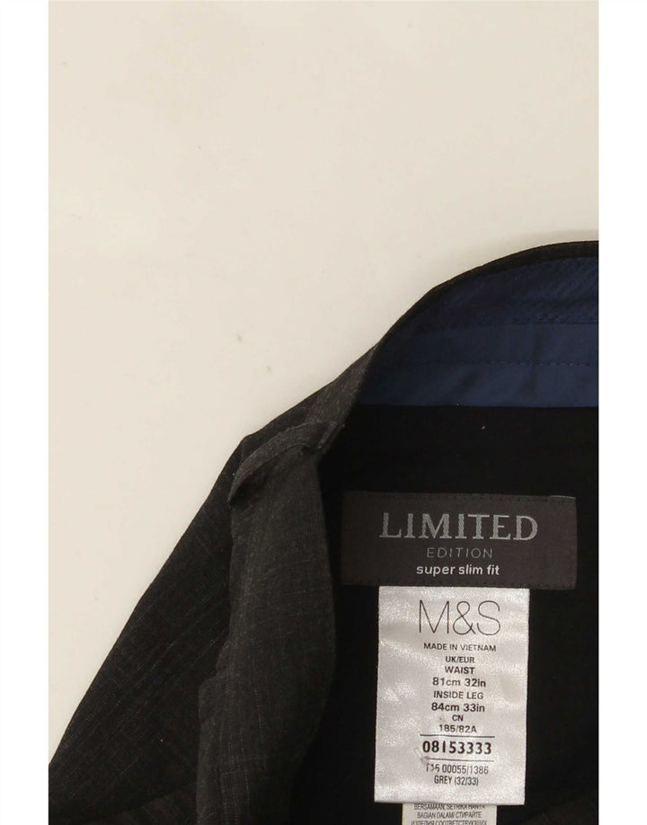 Мужские костюмные брюки супер узкого кроя Marks & Spencer W32 L33 серые в клетку