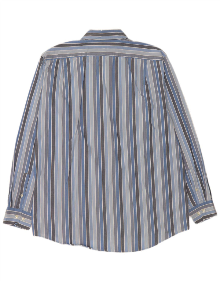 Мужская рубашка LACOSTE, размер 42, хлопок, большая синяя полоска