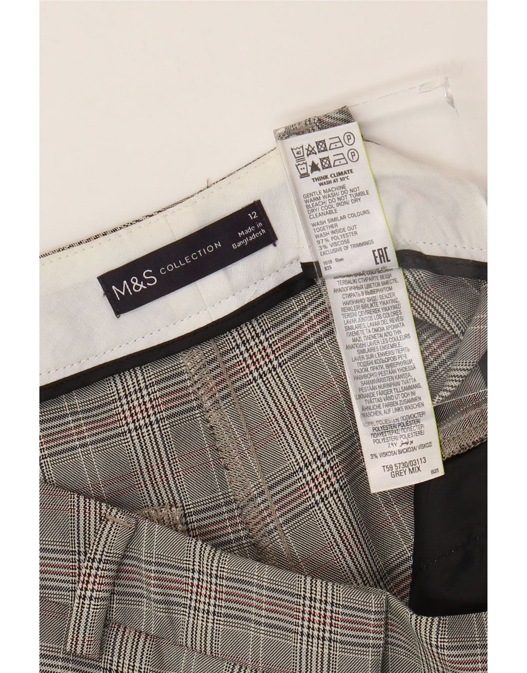 Женские брюки чинос Marks & Spencer UK 12 Medium W32 L33 Серые с узором "гусиные лапки"