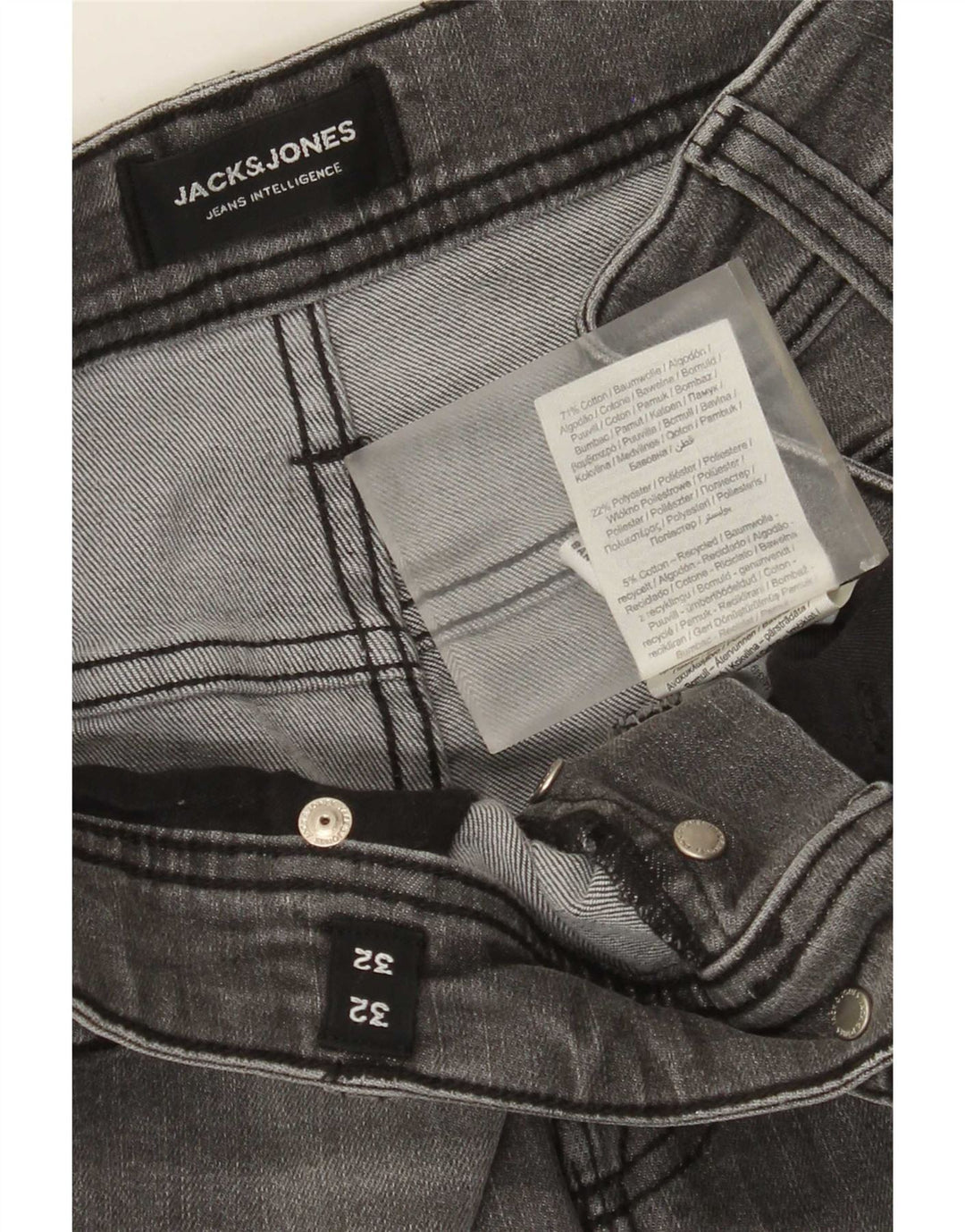 Мужские узкие джинсы Jack & Jones W32 L32, серый хлопок