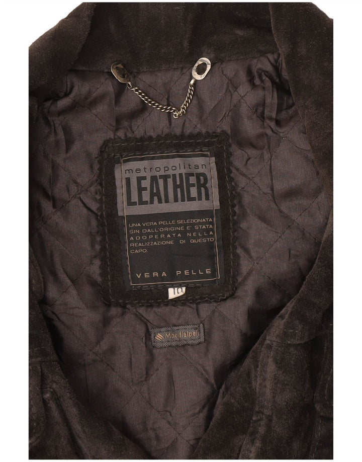 Винтажная женская замшевая ветровка большого размера UK 10, маленькая серая кожаная