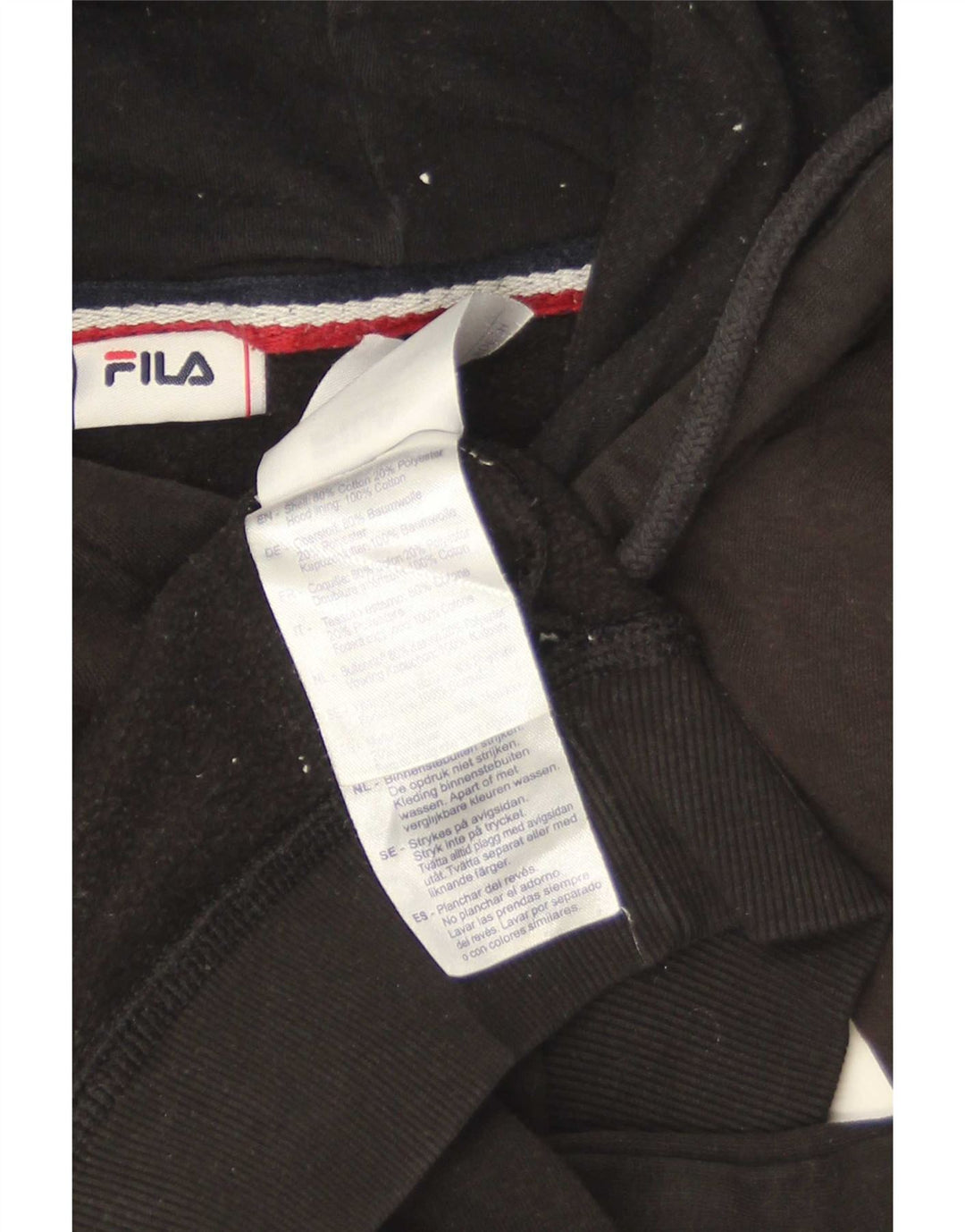 Fila Мужской джемпер с капюшоном с рисунком, средний черный, хлопок
