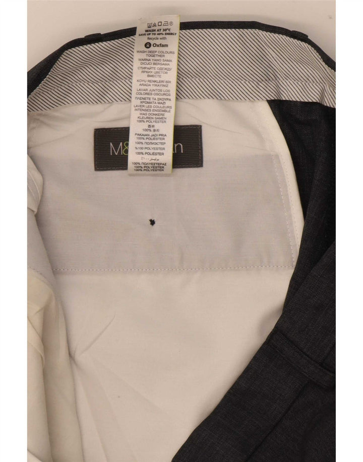 Мужские прямые костюмные брюки Marks & Spencer W38 L31 синие из полиэстера
