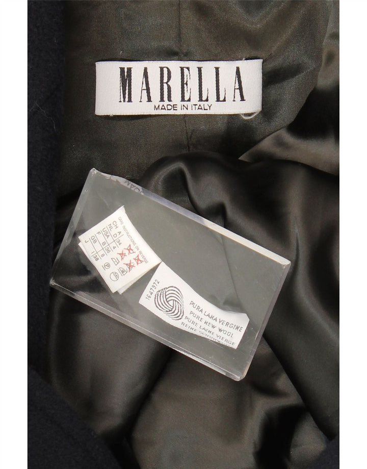 Женское двубортное пальто оверсайз Marella UK 8, маленькое темно-синее