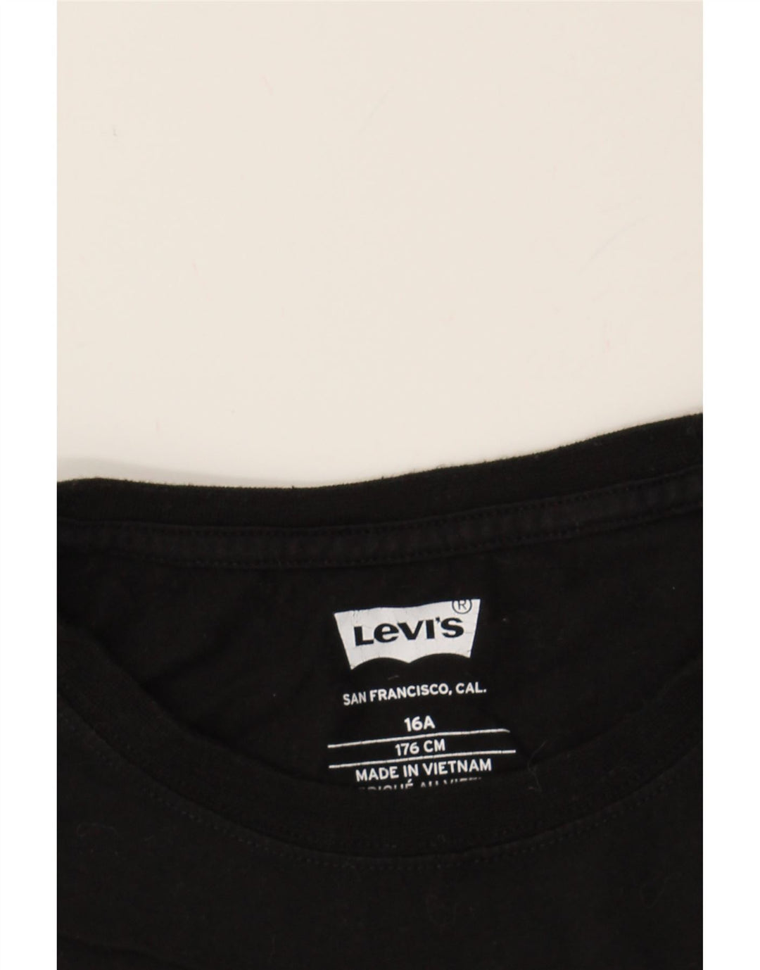 LEVI'S Boys Graphic T-Shirt Top 15-16 Years Black Vintage Levi's and Second-Hand Levi's from Messina Hembry 