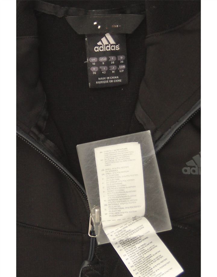 Женский свитер с капюшоном на молнии Adidas UK 10, маленький, черный, полиэстер