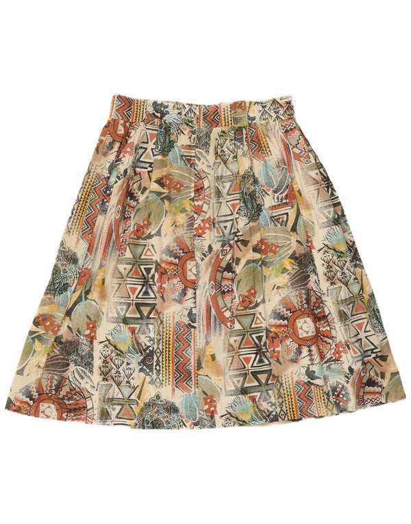 ВИНТАЖНАЯ женская плиссированная юбка UK 16, большая W32, разноцветная с геометрическим рисунком