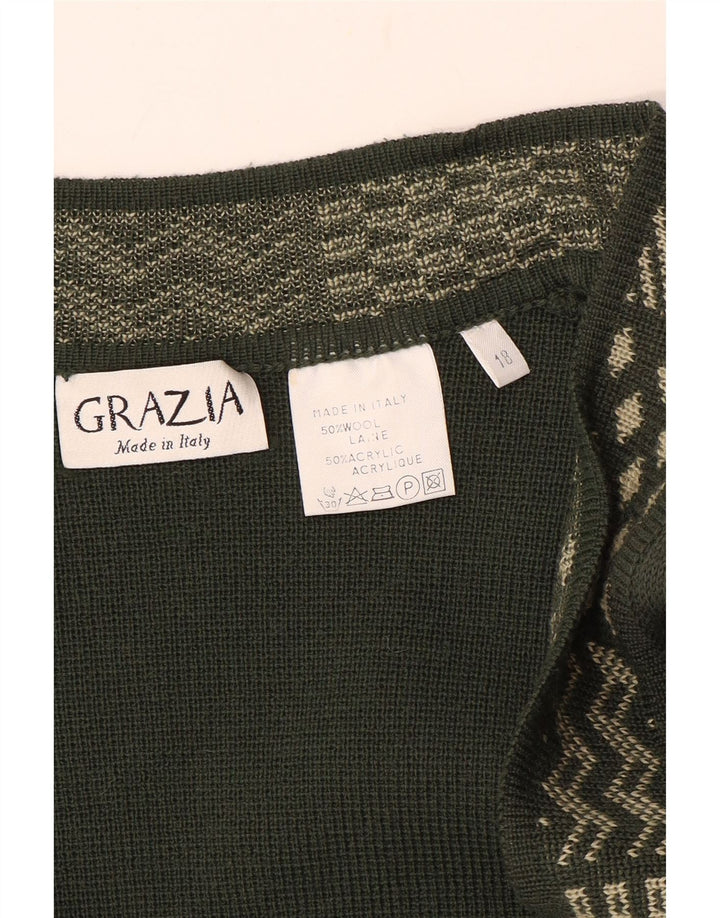 Женский удлиненный кардиган Grazia, США 18, 2XL, хаки, шерсть