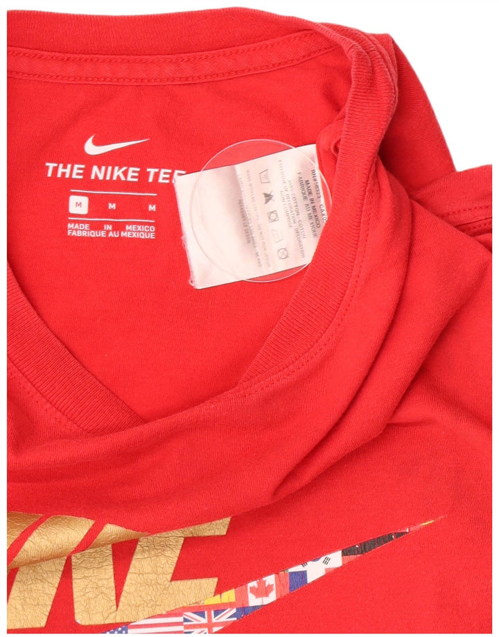 Мужская футболка с рисунком Nike, хлопковый топ среднего красного цвета