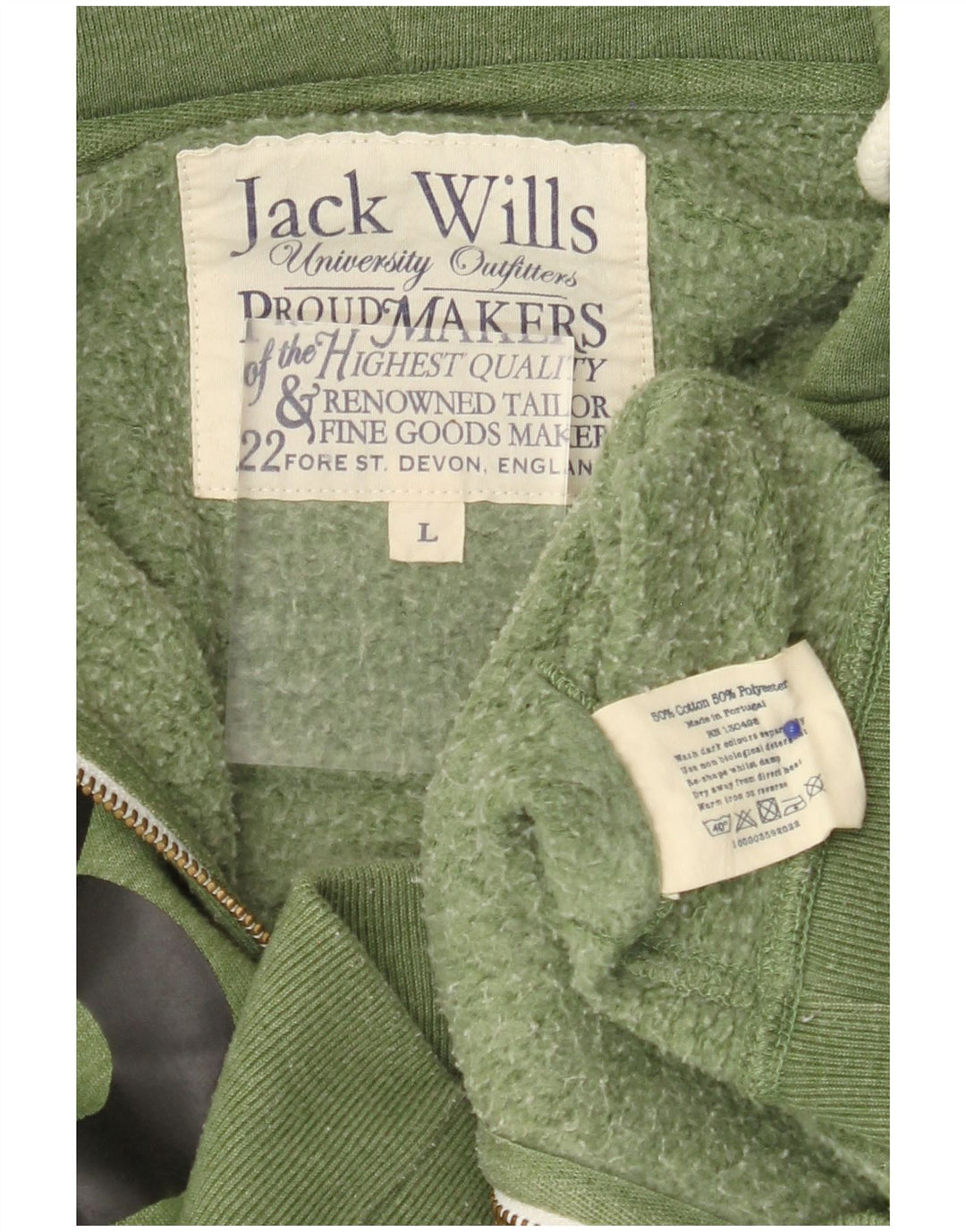 JACK WILLS Мужской свитер с капюшоном и молнией с графическим рисунком, большой зеленый хлопковый свитер