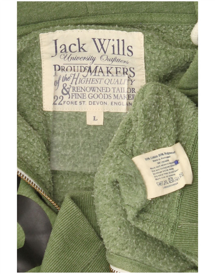 JACK WILLS Мужской свитер с капюшоном и молнией с графическим рисунком, большой зеленый хлопковый свитер