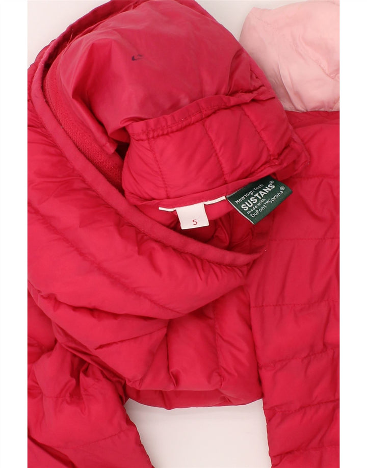 BRUMS Girls Hooded Padded Jacket 4-5 Years Red Colourblock Vintage Brums and Second-Hand Brums from Messina Hembry 