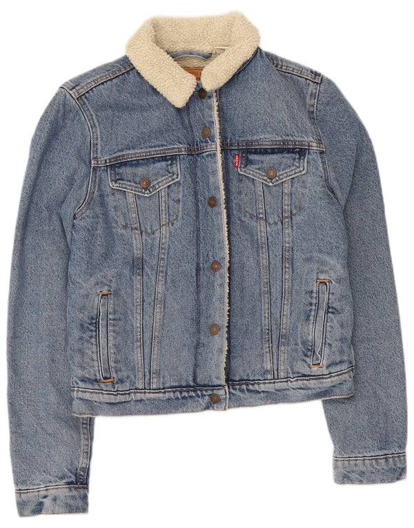 Женская джинсовая куртка из шерпы Levi's UK 6 XS, синяя, хлопок