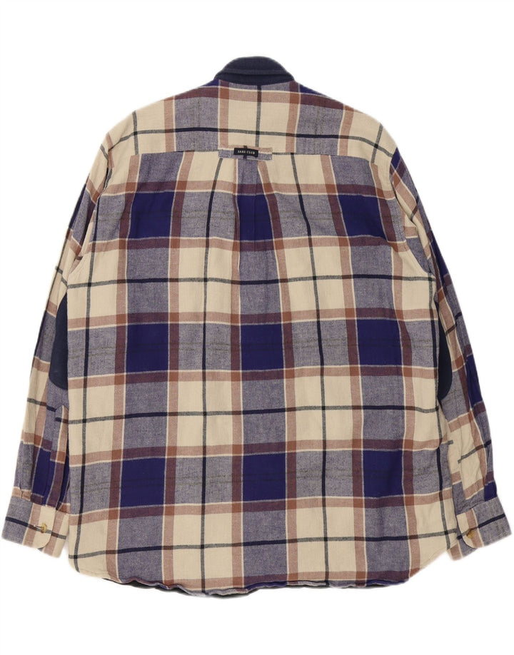 SAKS CLUB Mens Flannel Shirt Size 40 Medium Blue Check