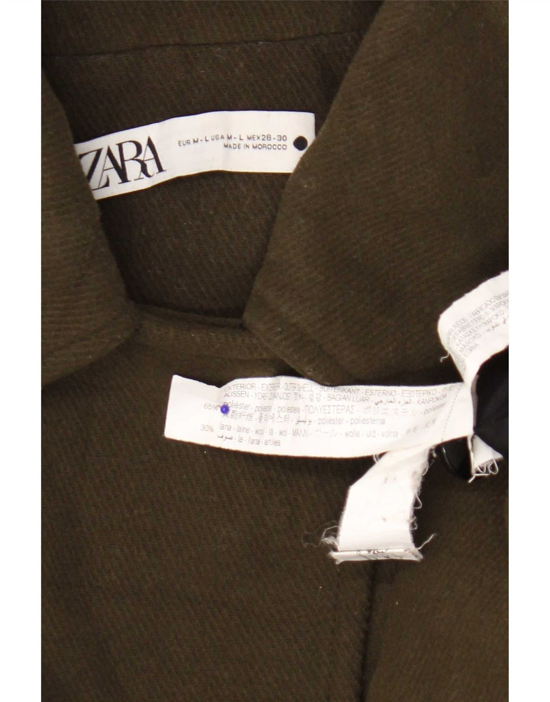 Женская куртка-кейп Zara UK 14, средний цвет хаки, полиэстер