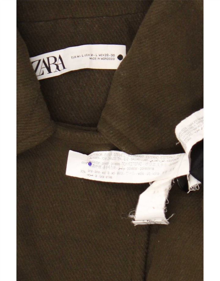 Женская куртка-кейп Zara UK 14, средний цвет хаки, полиэстер