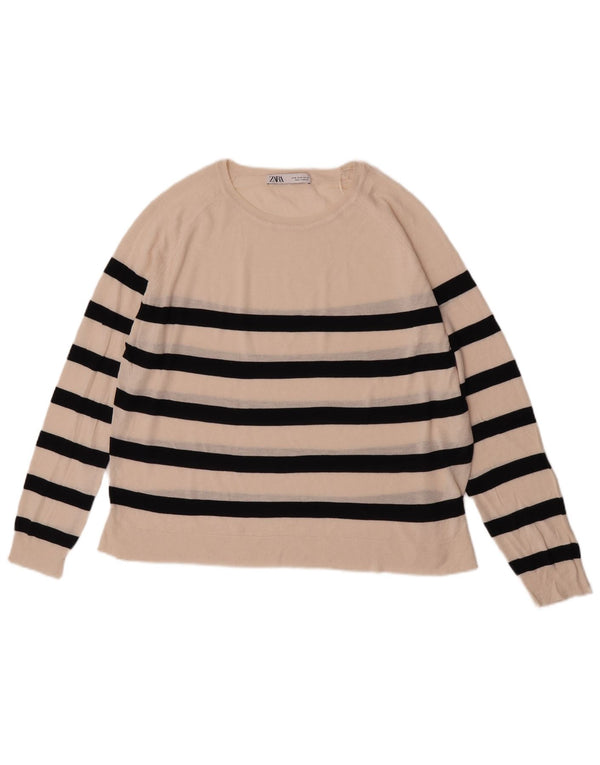 Женский свитер с вырезом «лодочка» Zara UK 18 XL из вискозы в белую полоску