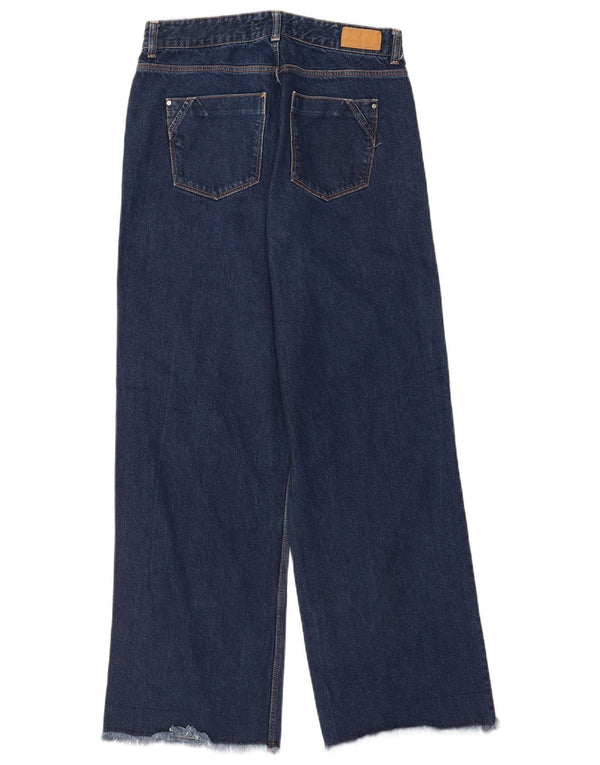 Женские широкие джинсы Zara EU 38, маленькие W28 L31, темно-синие, хлопок