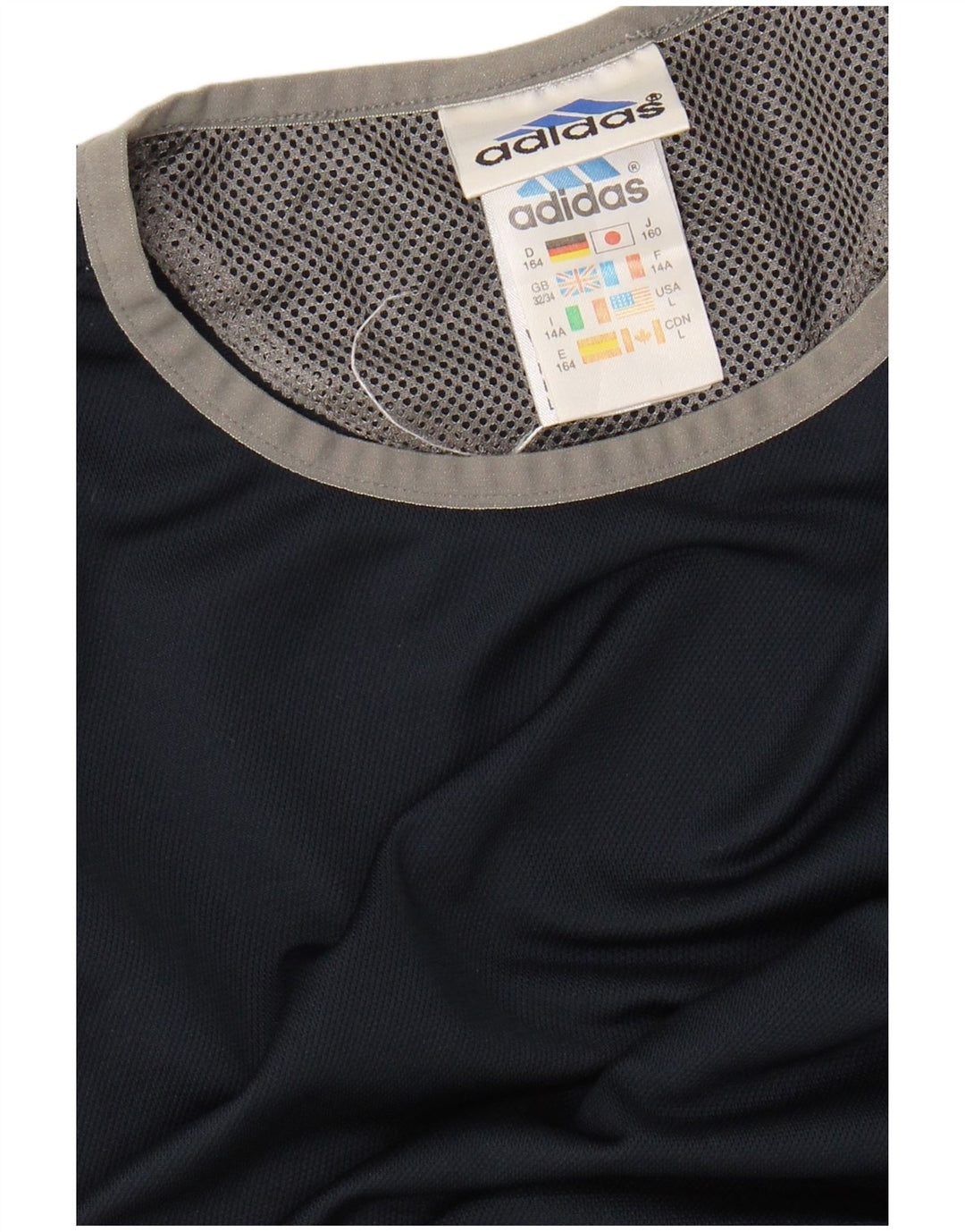 Футболка ADIDAS для мальчиков, топ 13-14 лет, темно-синий, полиэстер