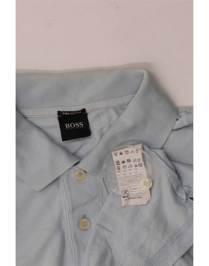 Мужская рубашка поло Hugo Boss, хлопок среднего синего цвета