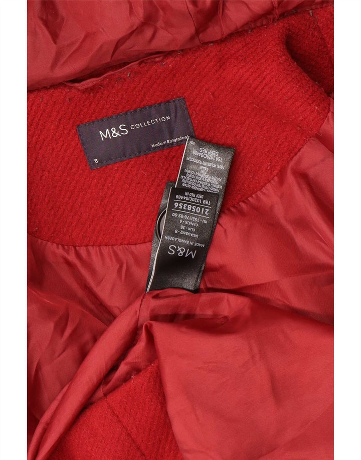 Женский дафлкот большого размера с капюшоном Marks & Spencer UK 8, маленький красный