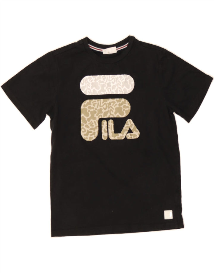 FILA Boys Graphic T-Shirt Top 11-12 Years Medium  Black Cotton Vintage Fila and Second-Hand Fila from Messina Hembry 