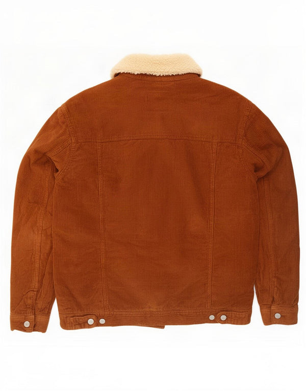 Мужская вельветовая куртка Zara Sherpa UK 40, большая коричневая, хлопок с цветными блоками
