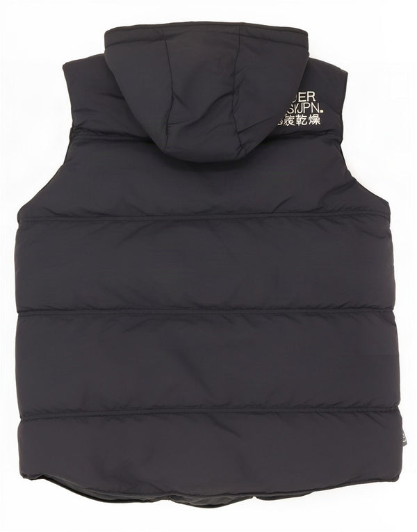 Superdry Mens Hooded Padded Gilet UK 38 Medium Navy Blue Nylon