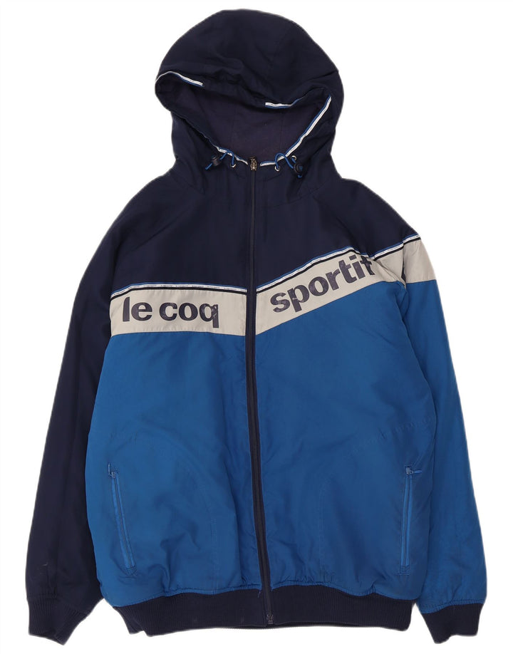 Мужская бомбер Le Coq Sportif с графическим рисунком UK 38, средний синий с цветными блоками