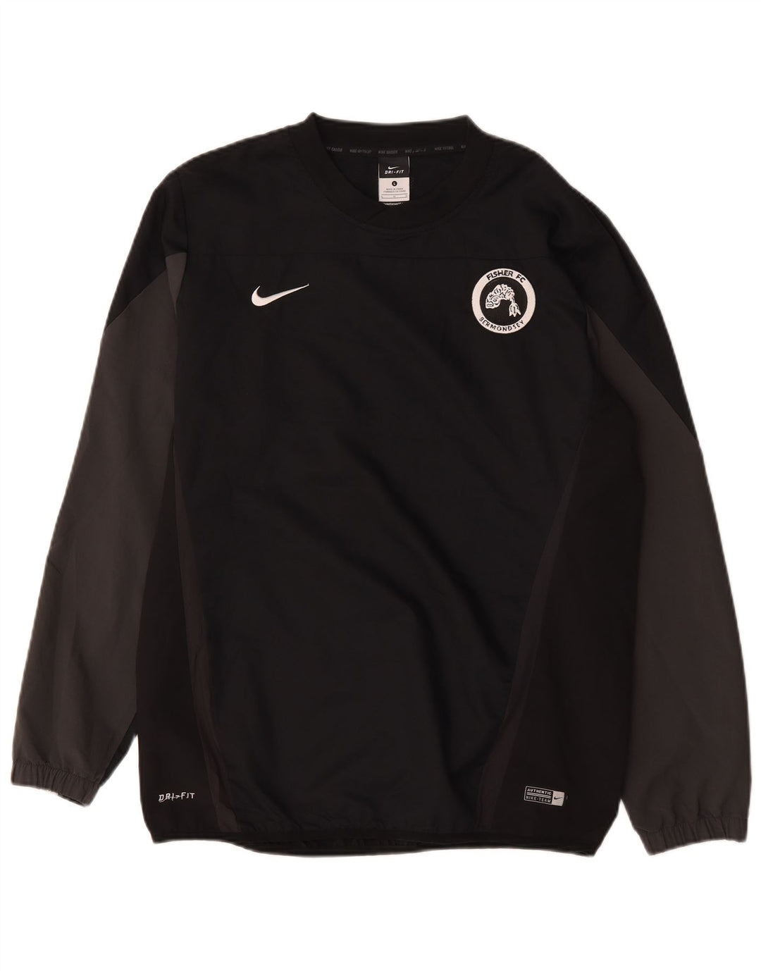 Мужской топ Nike Dri Fit с графическим рисунком и длинным рукавом, большой черный полиэстер с цветными блоками