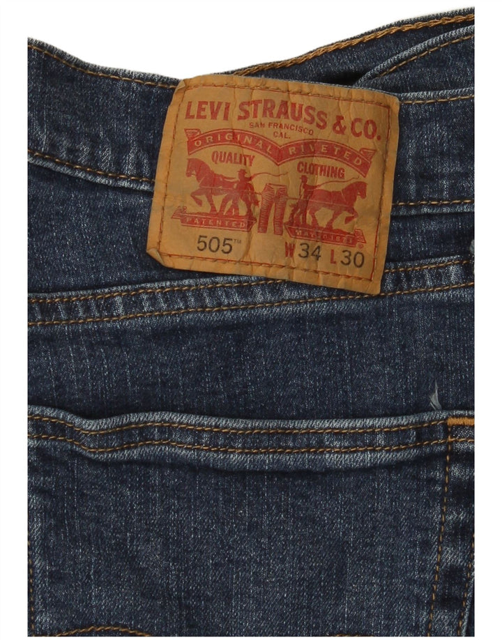 Мужские прямые джинсы LEVI'S 505 W34 L30 темно-синие, хлопок