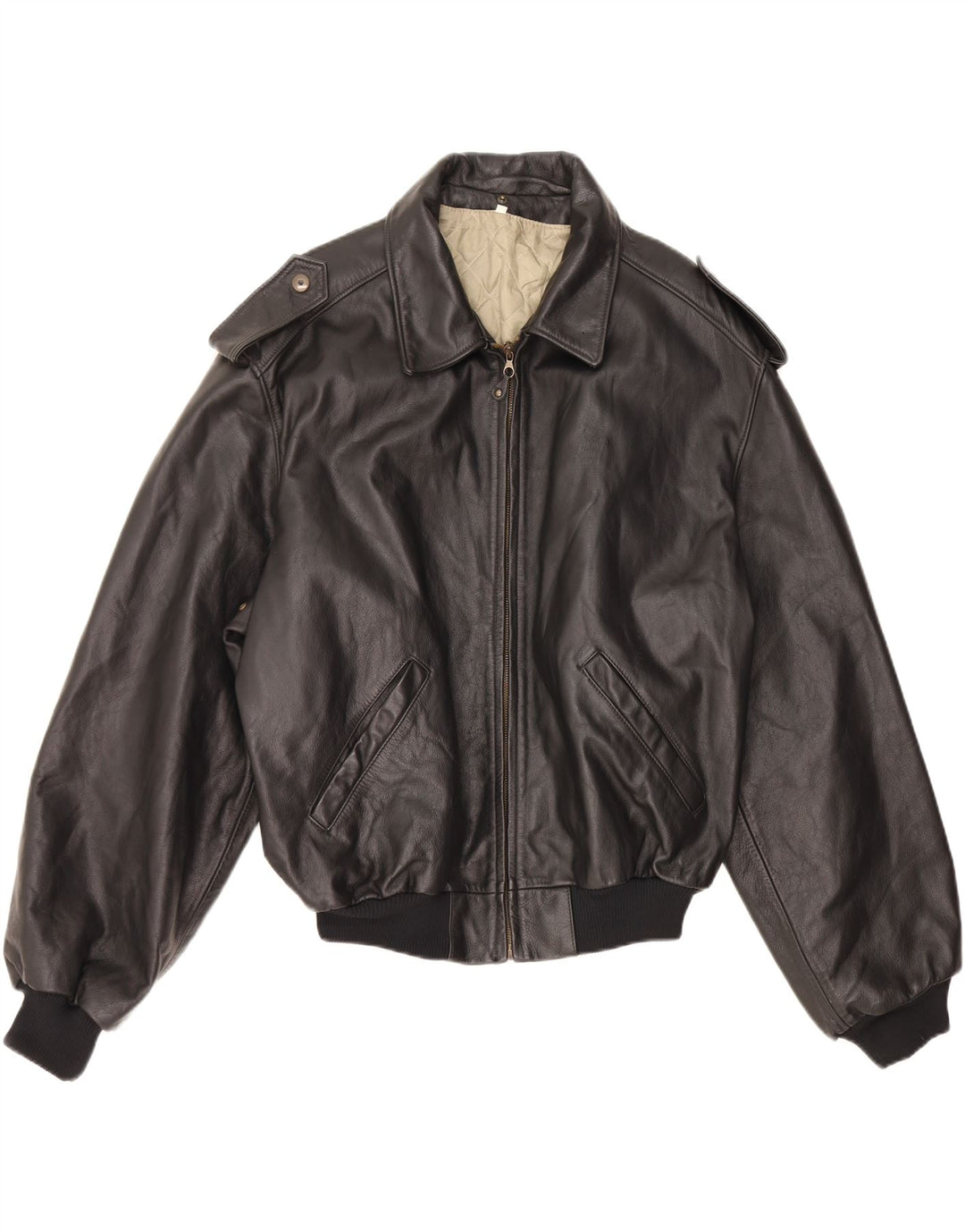 Мужская кожаная куртка в стиле милитари VINTAGE IT 52 XL черная