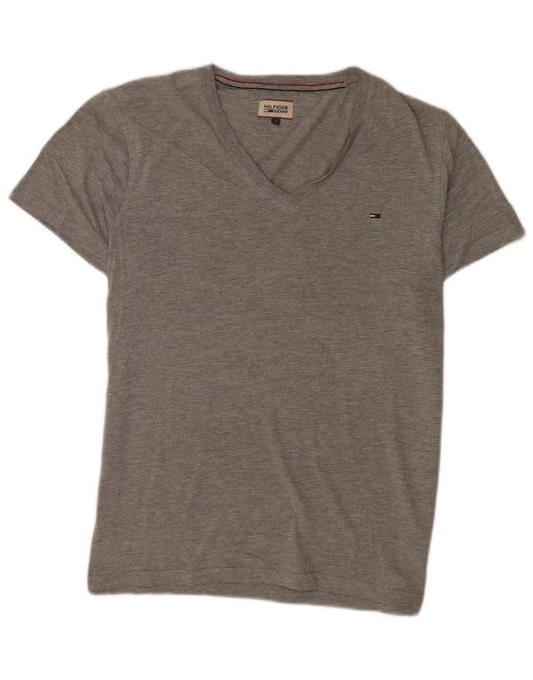 Tommy Hilfiger Mens T-Shirt Top Large Grey Flecked Cotton