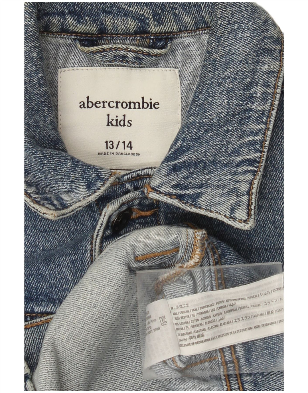 Джинсовая куртка ABERCROMBIE & FITCH для мальчиков 13-14 лет, синяя, хлопок
