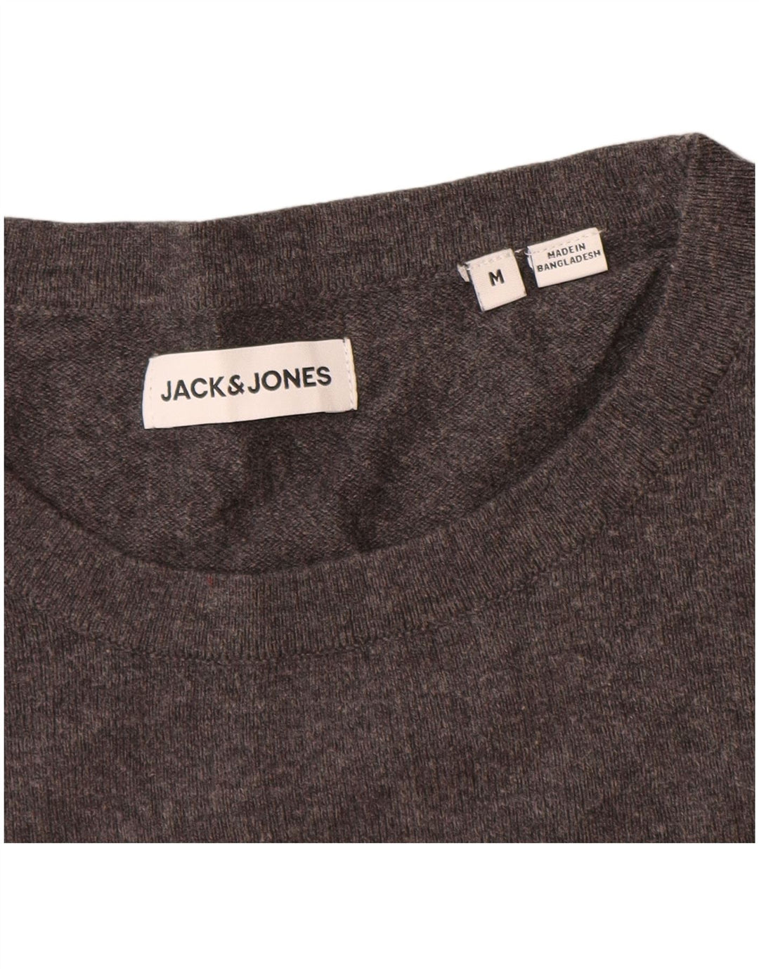Мужской джемпер с круглым вырезом Jack & Jones, хлопковый свитер среднего серого цвета