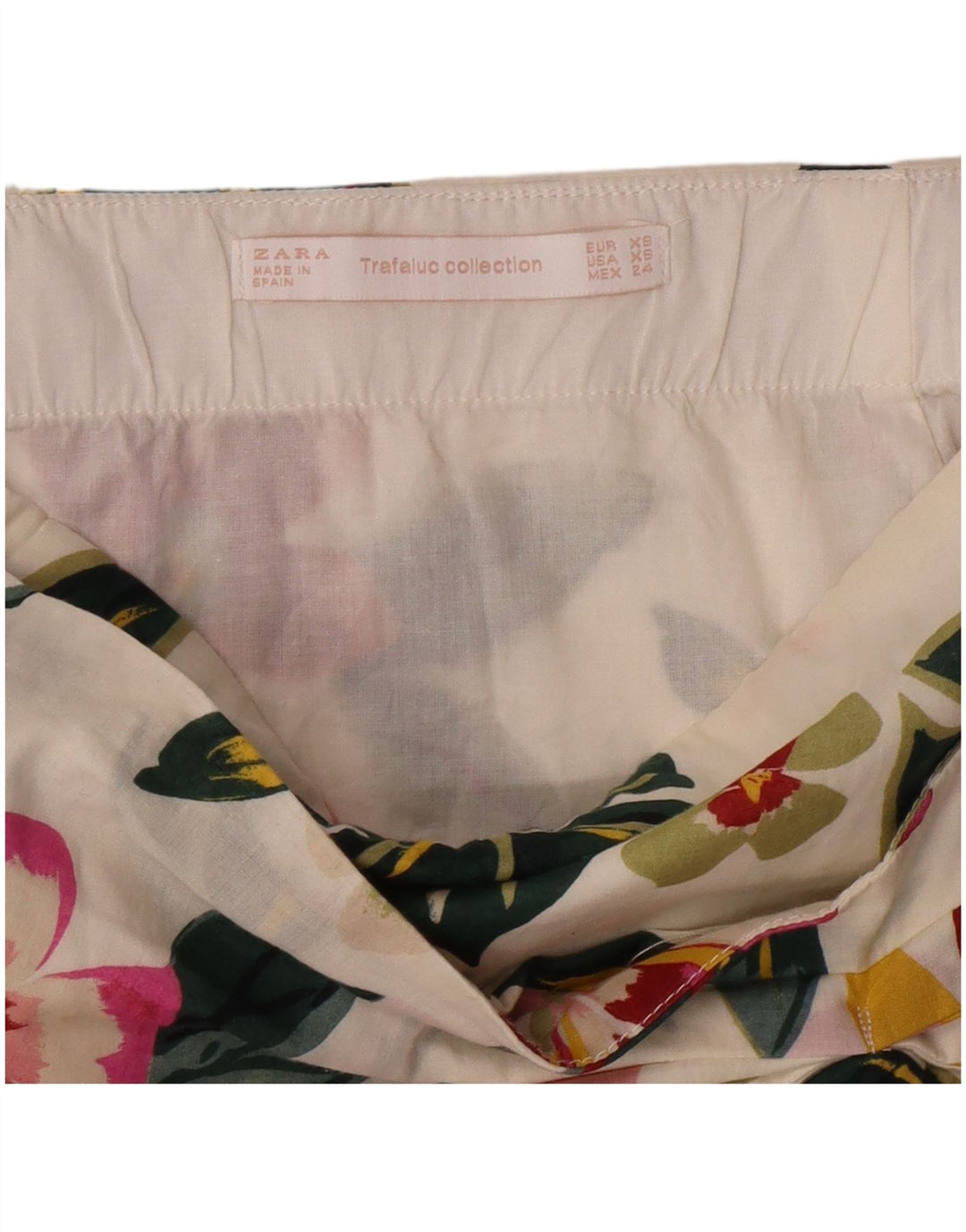 Женская мини-юбка Zara XS W24 Off White с цветочным принтом