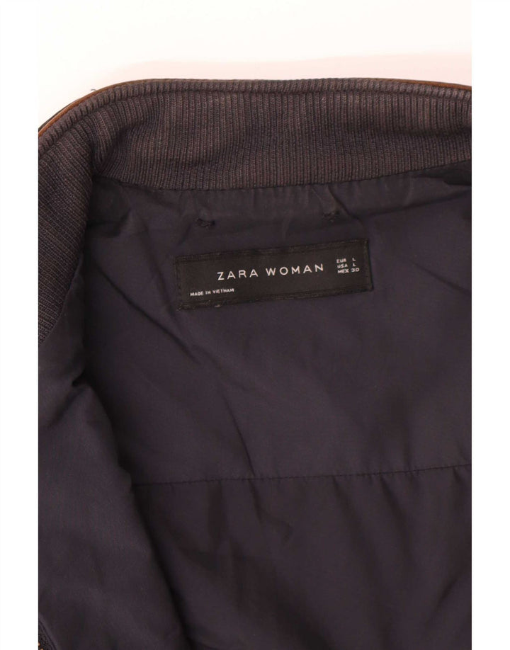 Женский стеганый жилет Zara UK 14, большой темно-синий
