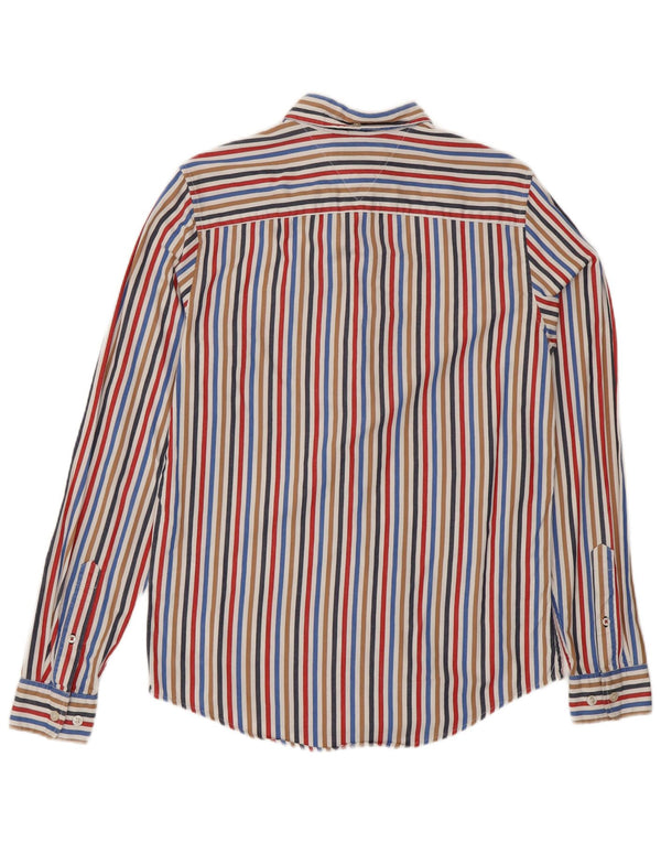 Tommy Hilfiger Мужская рубашка узкого кроя XS в разноцветную полоску из хлопка